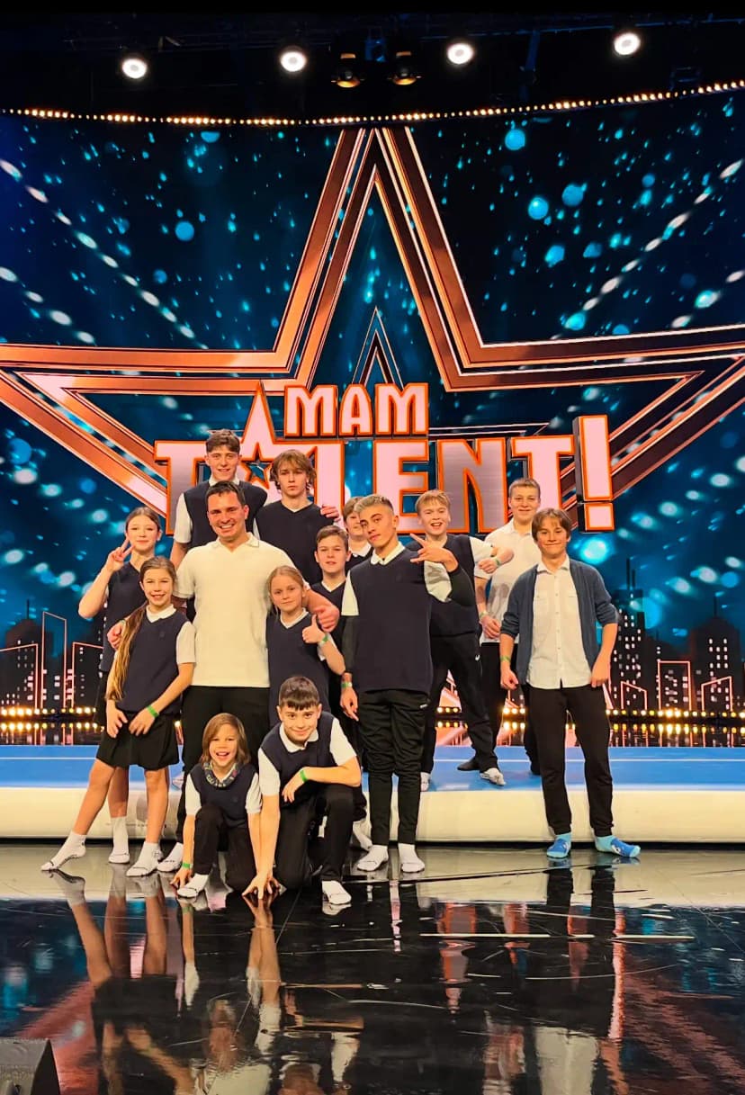 Breakdancer performing acrobatic move